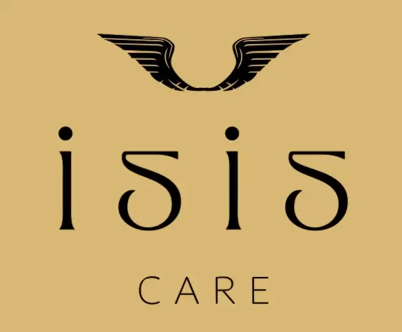 Logo da Isis Care preto com fundo amarelo